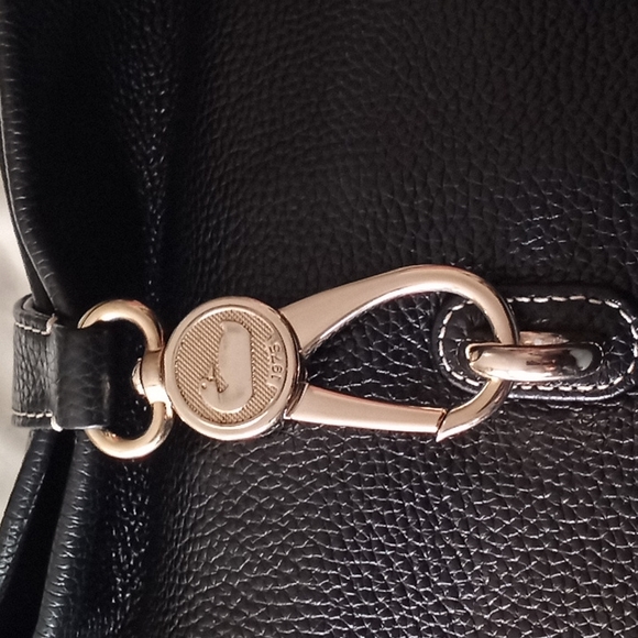Dooney & Bourke Black Pebble Leather Logo Lock Handbag. - Picture 12 of 16